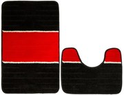 Sada kúpeľňových koberčekov COMO červená / čierna, pruhy