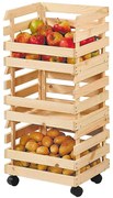 Kesper Drevený regál na ovocie a zeleninu, 3 stohovateľné debničky, 37x30x80