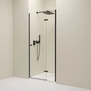 Erga Bern, 1-krídlové delené sprchové dvere do otvoru 110x195 cm, 6mm číre sklo, čierny profil, ERG-V02-BERN-D110-BK