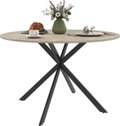 HOMCOM Okrúhly jedálenský stôl pre 4 osoby, priemyselný kuchynský stôl s oceľovým rámom Ø120x75 cm Tmavohnedý | Aosom