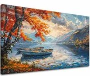 Obraz krajiny na plátne Jesenné listy pri jazere | Akrylové detaily