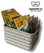 Plastový košík COUNTRY, rovný, béžový (2l - 18x14x10)