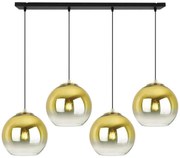 Závesné svietidlo Bergen Gold, 4x zlaté/transparentné sklenené tienidlo (fi 20cm)
