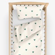 Goldea detské bavlnené obliečky do postieľky - srdiečka na slonovej kosti 90 x 120 a 40 x 60 cm