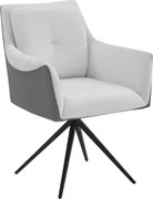 Jedálenská stolička Malibu, šedá ekokoža/krémová štruktúrovaná látka%