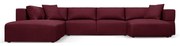 Vínovočervená rohová pohovka do "U", ľavý roh Esther - Milo Casa