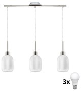 LED luster na lanku HARMA 3xE27/60W/230V matný chróm/biela