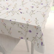 Biante Bavlnený obdĺžnikový obrus Sandra SA-382 Fialové lúčne kvietky na krémovom 50x100 cm