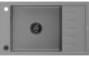 Mexen Elias, granitový drez granitový 795x480x200 mm, 1-komorový, šedá s čiernym sifónom, 6511791005-71-B