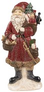 Červená vianočná dekorácia socha Santa s darčekmi - 12*4*24 cm