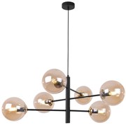 Závesne svietidlo Paris, 6x medové sklenené tienidlo, B/G, X