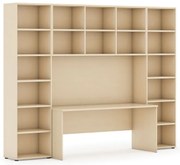 Zostavy knižníc INTEGRO so stolom, vyššie, 2950 x 700/400 x 2300 mm, breza