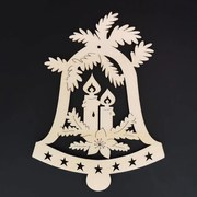 AMADEA Drevená ozdoba zvonček so sviečkami 20 cm