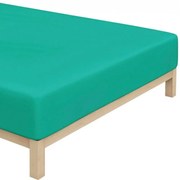 Bavlnené jersey napínacie prestieradlo na jednolôžko - 90 x 200 cm - smaragdovo zelené