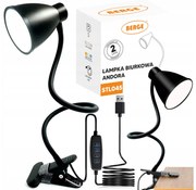 BERGE Andora LED stolná lampa s klipom 1xE27 čierna