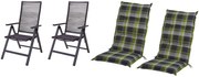 Livarno home Záhradné kreslo Miami, 2 kusy + Podložka na kreslo s vysokým operadlom Valencia/Miami, káro/zelená, 2 kusy  (800010855)