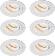 Sada 6 moderných zapustených bodových svetiel biela otočná a naklápacia IP44 - Chuck