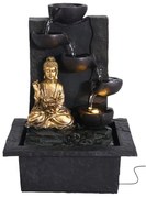 Záhradná fontána s osvetlením Budha, 30x21,5x18 cm, polistone, čierna
