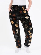 Mikroplyšové nohavice - Psie labky čiernej veľkosť S/M