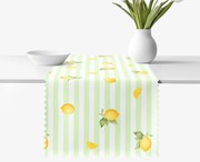 Goldea behúň na stôl teflónový - zelené prúžky s citrónmi 20x120 cm