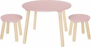 Detský drevený stôl s dvoma stoličkami - ružová