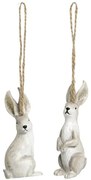 Set 2ks krémová antik závesná dekorácia králik - 3,5*3*8 cm