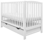 New Baby Detská postieľka Lilly so sťahovacou bočnicou a zásuvkou, biela