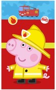 Detský uterák Prasiatko Peppa - motív Hasič Tomík - 100% bavlna - 30 x 50 cm