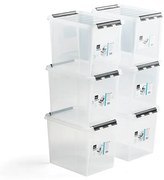 Plastový box s vekom LEE, 25 L, 6 ks, 400x300x320 mm, priehľadný