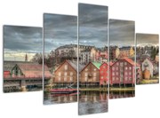 Obraz - Domy pri rieke (150x105 cm)