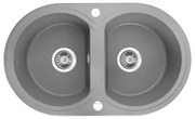 Laveo Dafne, 2-komorový granitový drez 780x470x204 mm, šedá, LAV-SBD_520T