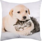 Dekoračný vankúšik Psík s mačičkou, 25x25 cm%