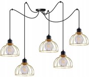 Závesné svietidlo Mobi Spider, 5x zlaté drôtené tienidlo, (výber z 2 farieb konštrukcie)