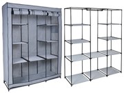 Textilná skriňa Mira s 10 policami - sivá