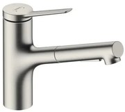 Drezová batéria Hansgrohe Zesis s vyťahovacou spŕškou, 2 prúdy nerez 74800800