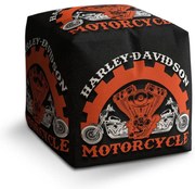 Taburet Cube Harley-Davidson motor, čierna / červená