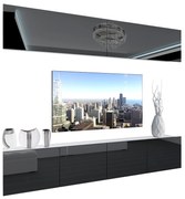 Obývacia stena Belini Premium Full Version čierny lesk + LED osvetlenie Nexum 92