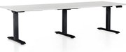 Výškovo nastaviteľný stôl OfficeTech Long, 240 x 80 cm, čierna podnož, svetlo sivá