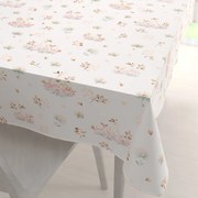 Biante Bavlnený obdĺžnikový obrus Sandra SA-610 Labute medzi leknami na bielom 50x100 cm