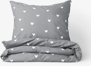 Goldea bavlnené posteľné obliečky - srdiečka na sivom 140 x 200 a 70 x 90 cm