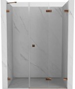 Mexen Lunar-F, pravé skladacie sprchové dvere 115 cm, 8mm číre sklo, ružové zlato profil, 836S-115-050-60-00-P
