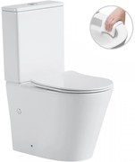 Cerano Carlito, WC kombi Rimless 610x365x850 mm, spodný/zadný odpad + UF toaletné sedátko, biela lesklá, CER-CER-417383