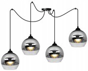 Závesné svietidlo Bergen Spider, 4x chrómové/transparentné sklenené tienidlo (fi 15cm)