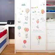 Samolepka na stenu "Zajačiky s balónmi" 72x105cm