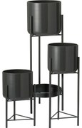 Súprava kovových stojanov na kvety Malvaro čierna, 3 ks