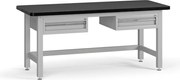 Pracovný stôl do dielne G4 s 2 závesnými boxami na náradie, MDF + PVC doska, 2 zásuvky, 1800 x 750 x 800 mm, sivá