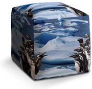 Taburet Cube tučniaky, modrá