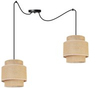 Závesné svietidlo Boho Spider, 2x jutové tienidlo, (výber z 2 farieb konštrukcie)