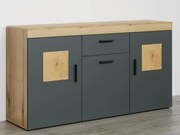 Komoda so šuplíkom Tyler 160 cm, antracit/dub evoke%