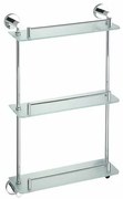 SAPHO XR608 X-Round E sklenená polička trojitá s hrazdou 38 x 67,5 x 13 cm